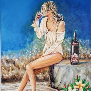 075 Sipping Wine on the Beach