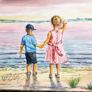 118 Boy & Girl Sunset At Beach