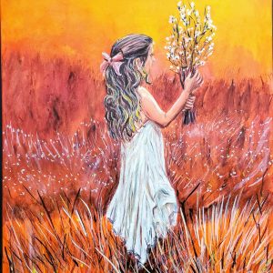 115 Girl with flowers in field