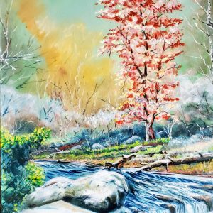 169 The Red Tree By The Stream