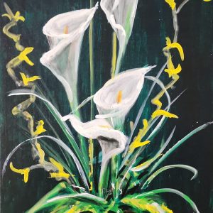 577 Calla Lillys With a Golden Vase